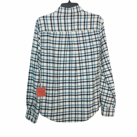 Men’s Mossimo S Small Button Front Flannel Shirt Plaid Checked Blue Pocket NWT - Picture 4 of 9
